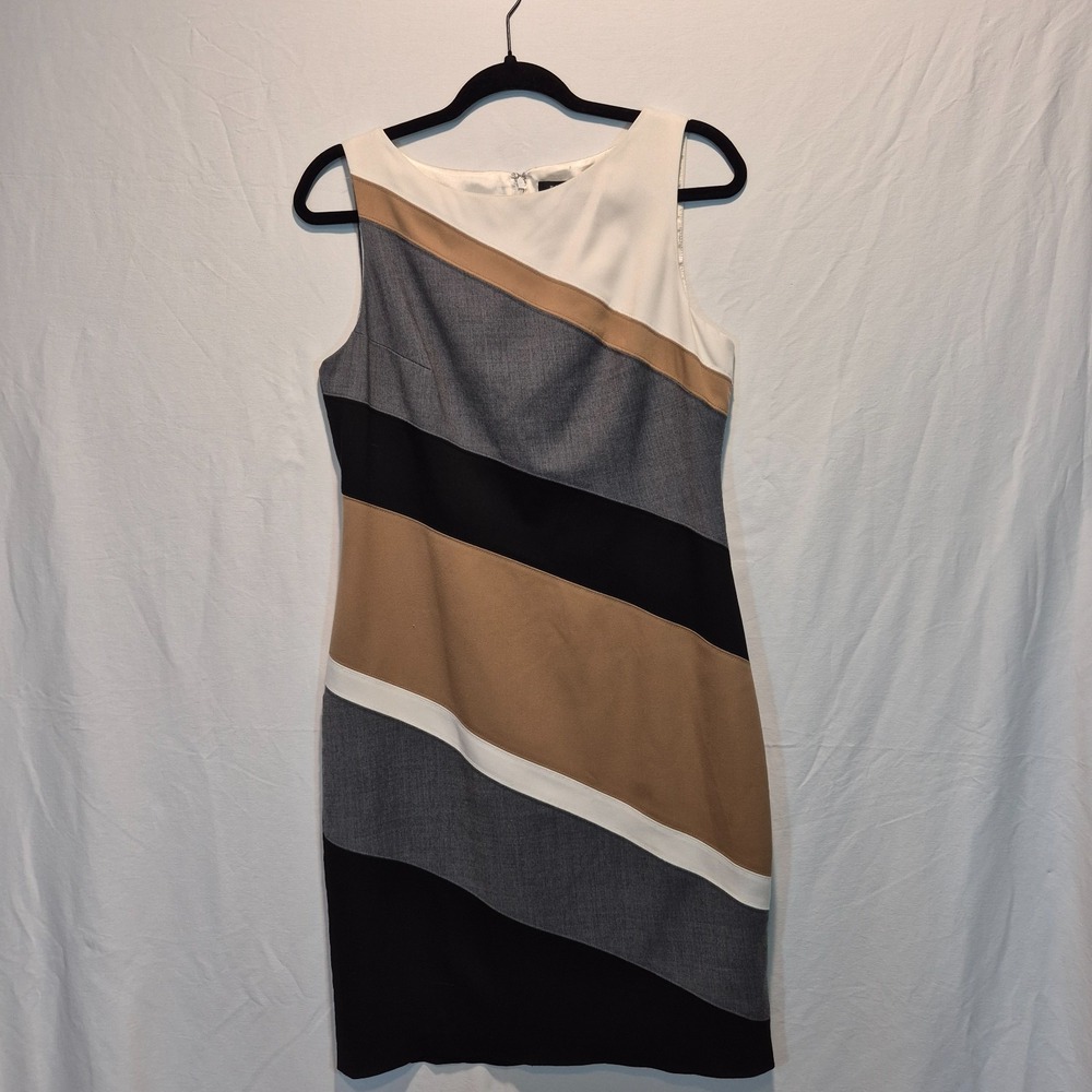 White House Black Market Color Block Sheath Dress 8 Modern Classic Power Dress